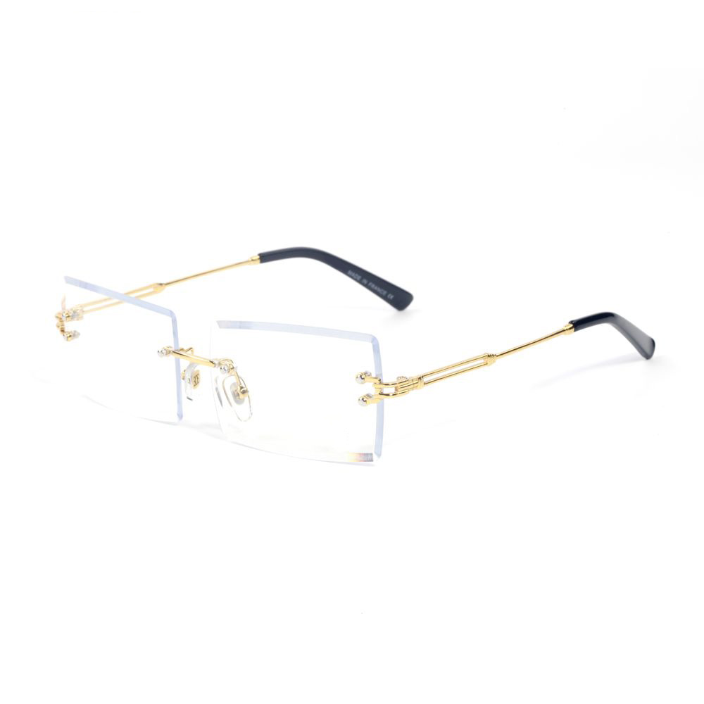 

High Quality Cool Metal Legs Sunglasses Rimless Rectangle Sunglasses 2021 Fashion Vintage Shade Sun Glasses Men Women Outdoor Sports Eyewear, White;black