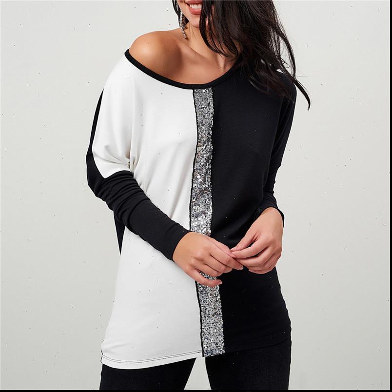 

womens clothing new 2021 womens patchwork loose long sleeve shirt blouse oversized tee off shoulder pullover, White