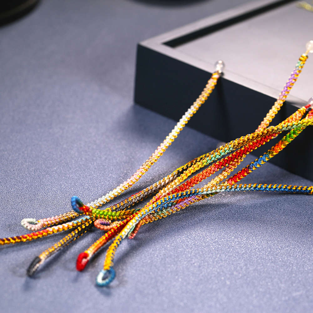 

bracelet design year Dragon Boat Festival five color hand rope shake voice net red tiktok knitted Bracelet, Golden;silver