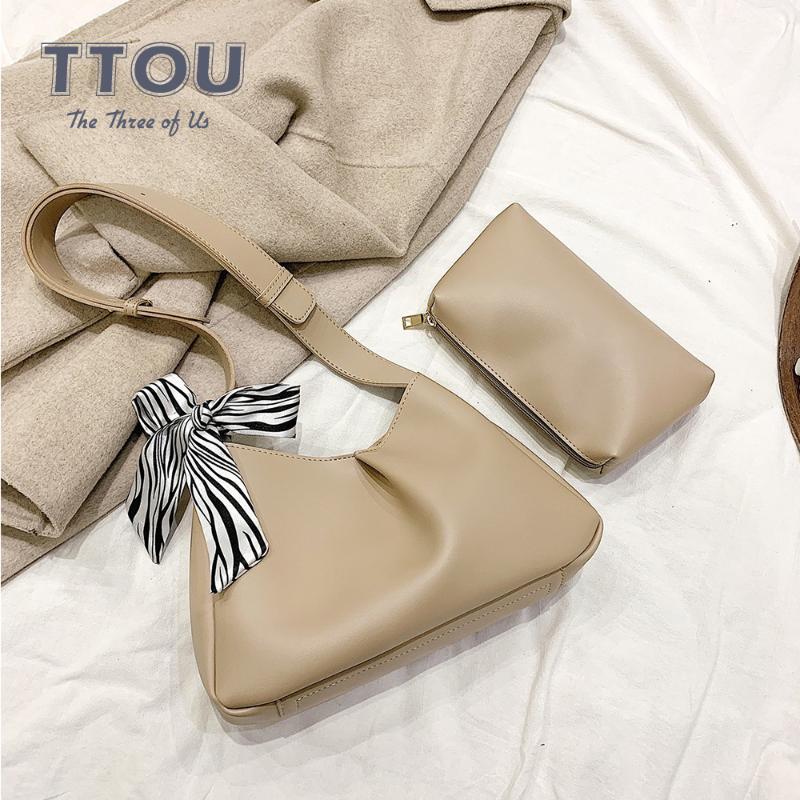 

2Pcs Composite Shoulder Bag for Women 2021 Brand Designer Pu Leather Crossbody Bags Female Casual Simple Style Travel Handbags, Black