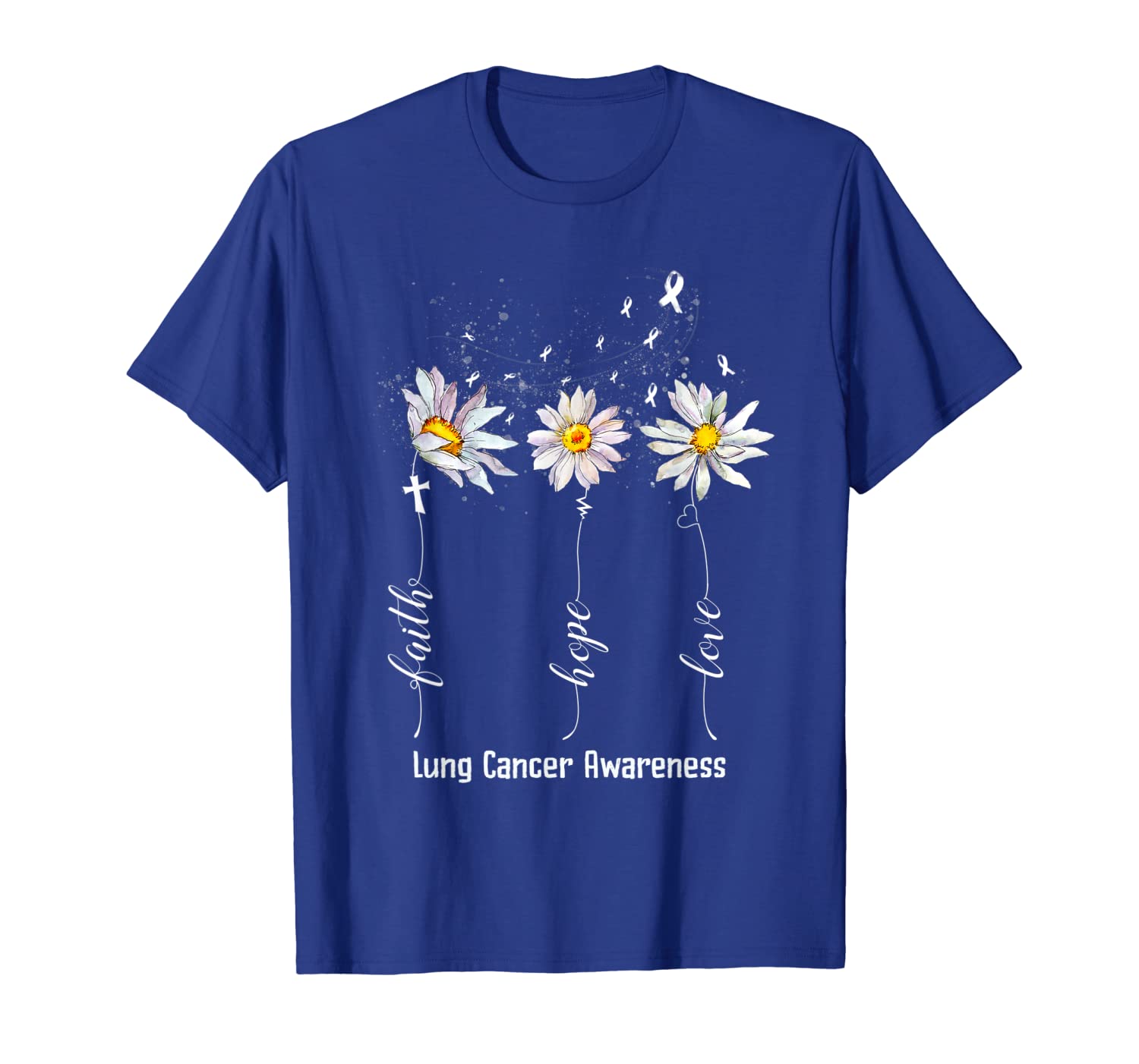 

faith hope love lung cancer awareness shirt flower gifts t-shirt, White;black