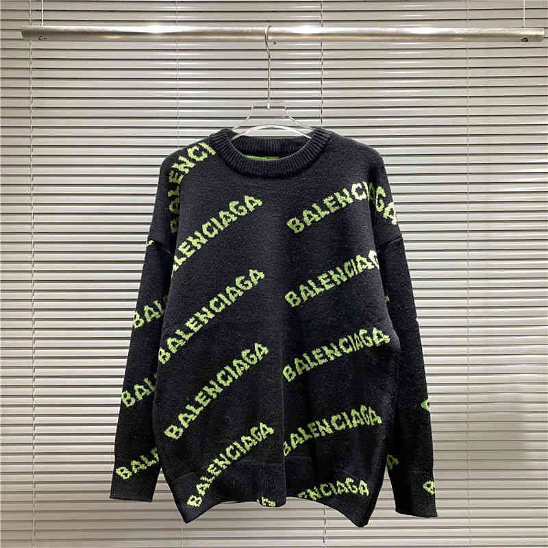 

designer Men's Sweaters Men's Balencaigas'ss 2022 Sweaters Hoodies Autumn Fashion Brand Paris Knitted Sweater Round Neck Letter Jacquard Casual Loose, Gray