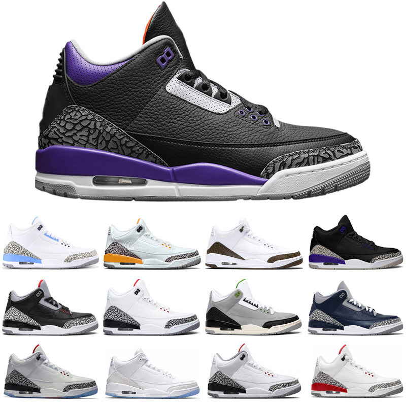 

3s Jumpman 3 Basketball Shoes Racer Blue Cool Grey Court Purple Varsity Royal Georgetown Black Cat Mens Trainers Sport Sneakers
