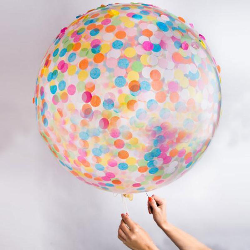 

Party Decoration 1pcs 36Inch Large Balloons Transparent Colorful Confetti Balloon For Birthday Wedding Letax Supplies