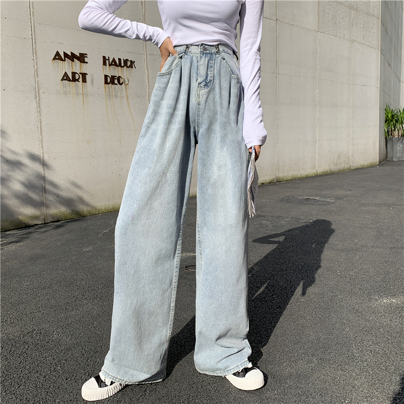 

2021 New Woman Jeans High Waist Clothes Wide Leg Denim Clothing Blue Vintage Quality Fashion Harajuku Straight Pants Q94n