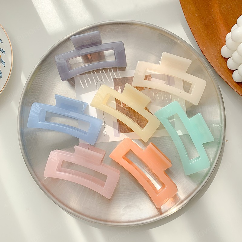 

Korean Acrylic Resin Large Hair Claw Clamps Geometric Clamp Hair Accessories Acetate Print Solid Rectangle Hairpin