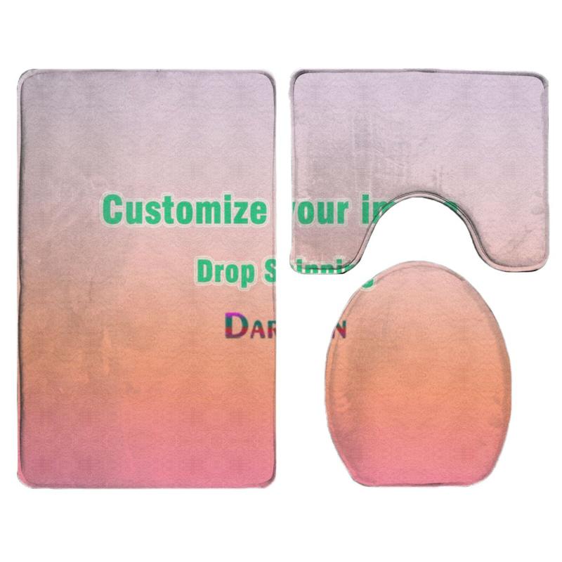 

Carpets DARMIAN Washable Floor Rugs Custom Image Printed Bathroom Decor 3pcs/Set Toilet Seat Cover Soft U-shape Mats