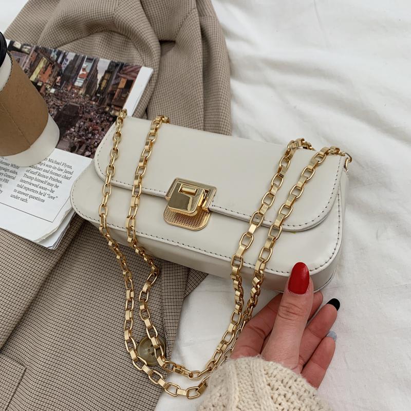 

Thick Chain PU Leather Shoulder Crossbody Bags for Women 2021 Small Handbags and Purses Female Travel Luxury Trending Purses, Black