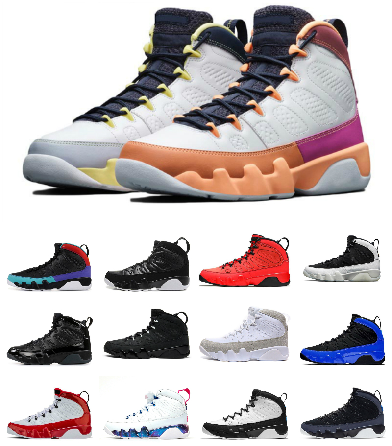 

2022 Mens 9 Basketball Shoes Change The World Dream Bred Patent Gym Red Jumpman University Gold Silver Glitter 9s OG Racer Pearl Blue Snakeskin Men Trainers Sneakers, Bubble package bag