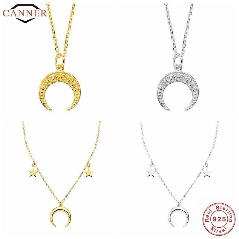 

100% 925 Sterling Silver 2021 INS Style Retro Twisted Crescent Horns Ladies Necklace For Women Fine Jewelry Collares Chains