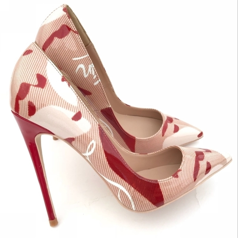 

Pink So Kate Women Shoes Stilettos Printed Extreme High Heels Pumps 12cm Graffiti Striped Red Heel Bridal Wedding Size 43 211123, 8cm