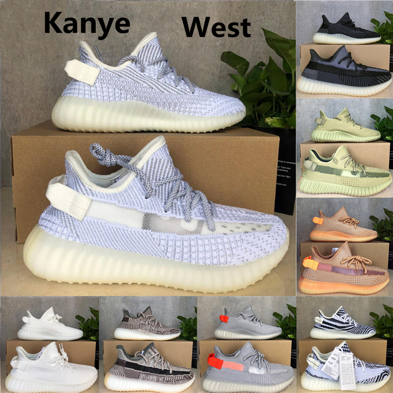 

Top New Kanye West V2 Women Men Running Shoes 3M Reflective Yecher Ash Stone Clay Earth Desert Sage Carbon Cinder Sports Sneakers 36-47, Deep blue