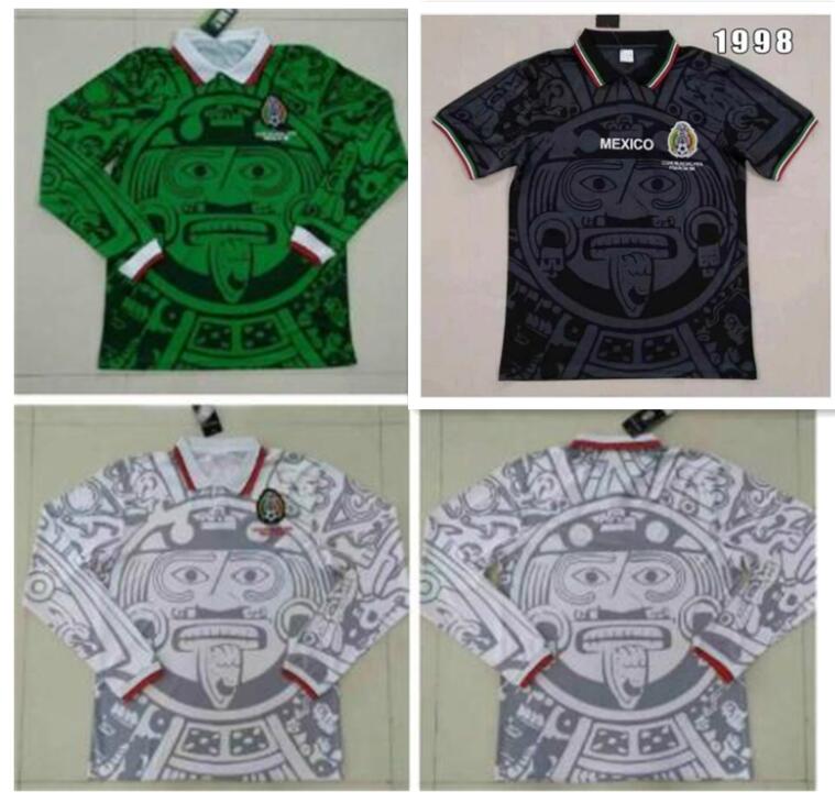 

Long Sleeve Retro 1998 Mexico World Cup Classic Soccer jerseys HERNANDEZ 11# BLANCO Home Green Away White Football Shirts XXL