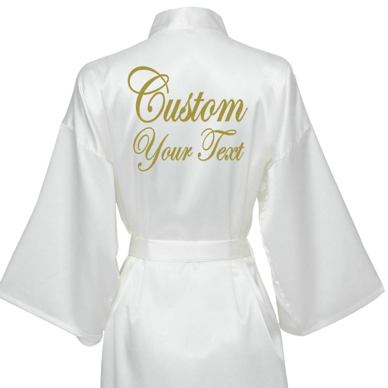 

Women's Sleepwear Personalised Robe Silk Bathrobe Women Short Satin Peignoir Womens Robes Dressing Gown, White
