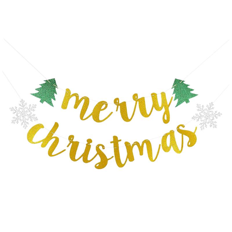 

Christmas Decorations 1PC Merry String Flag Glitter Powder Bunting (Rose Gold)