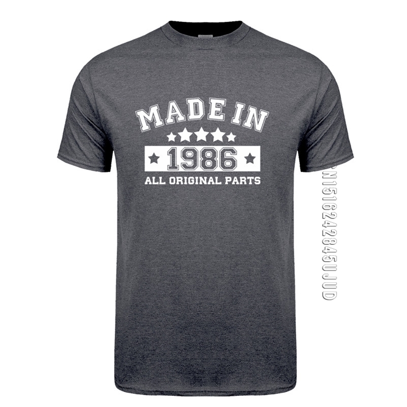 

Fashion Made In 1986 T Shirts Men Cotton Summer O Neck Birthday Gift Tshirt Tops Funny Man T-shirt 210706, Ash grey