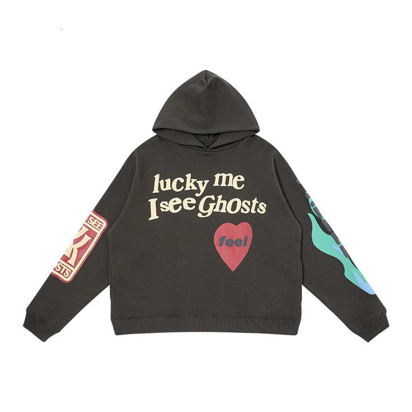 

2021 New Best Quality Kanye West Hoodies Men Women Foam Print Lucky Me i See Ghosts Red Heart Feel Pullover Cpfm.xyz Sweatshirts 2jwf
