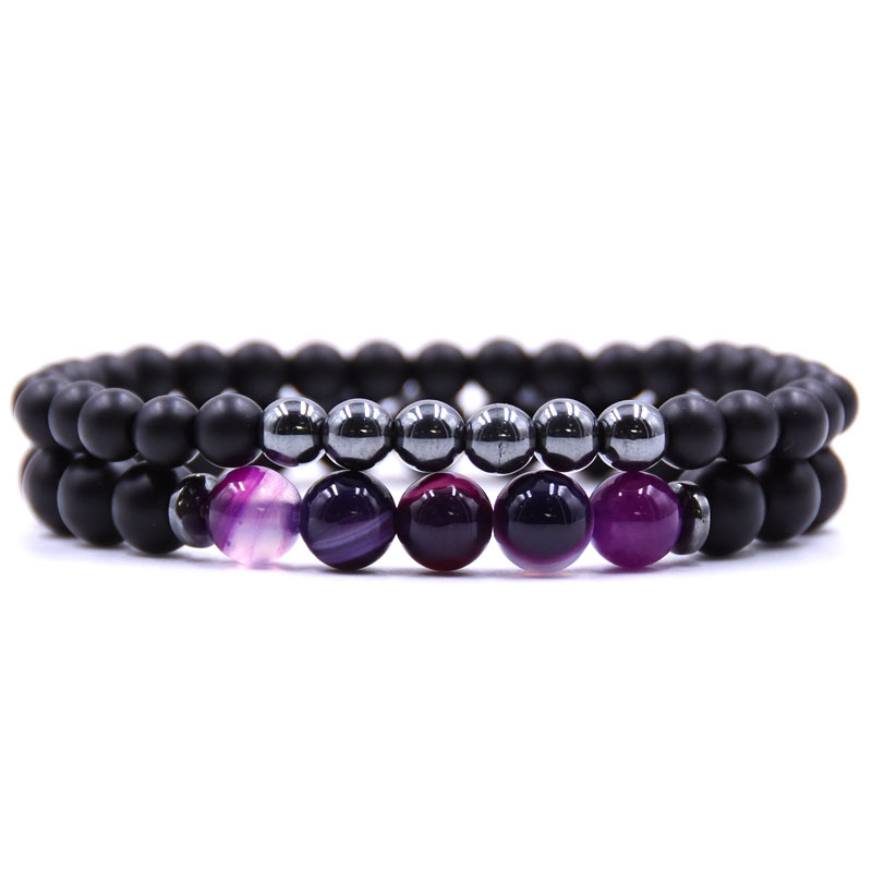 

8MM 6MM Frosted Stone Anti-fatigue Hematite Beads Strands Bracelet for Men and Women