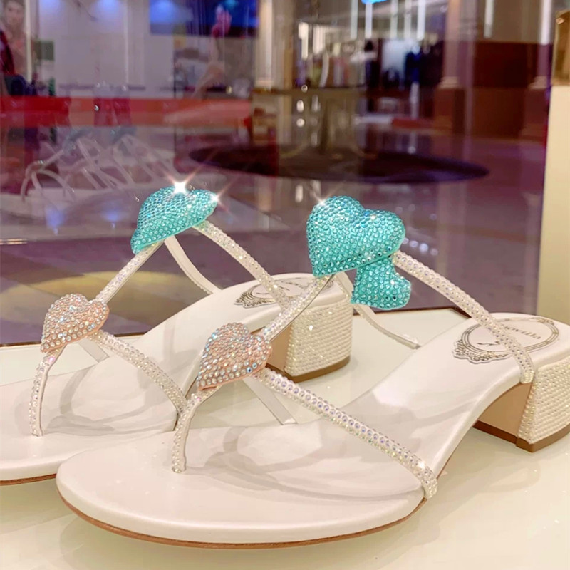 

slippers woman slippers peach heart blue diamond sandals thick heels for women 6vl6, Black