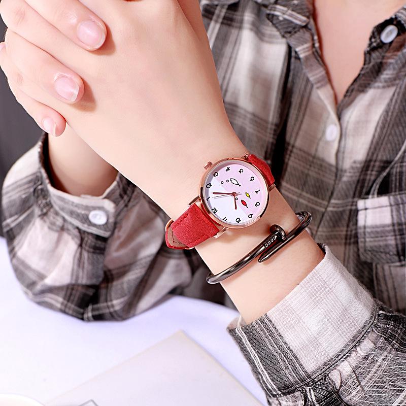 

Wristwatches The Girls Watch Female Han Edition Contracted Fashion Students Small Pure And Fresh Ladies, Red
