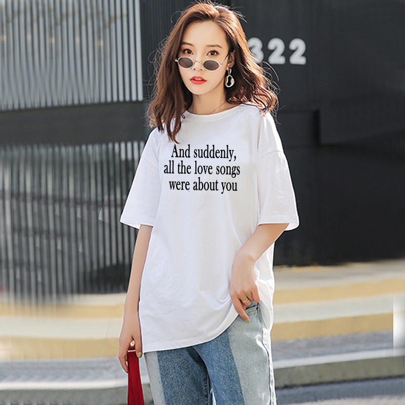 

2021 New Harajuku Lolita Loosely Tshirt Cotton Women's Clothes Will See the Neck-sleeve Short Letter Imprint t Schoolgirl Streetwear Shirt Z, Got it