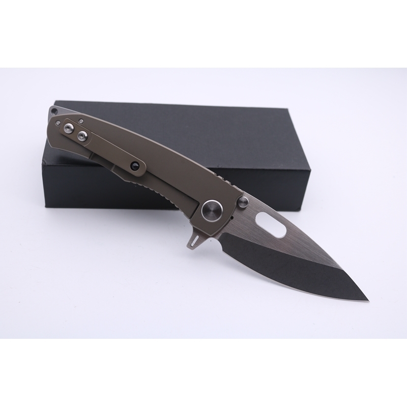 

High Quality Custom DSK Folding Pocket Knife 8Cr13Mov Blade Bronze Anodized Titanium Handle Tactical Survival Knives Outdoor Camping Knif yy