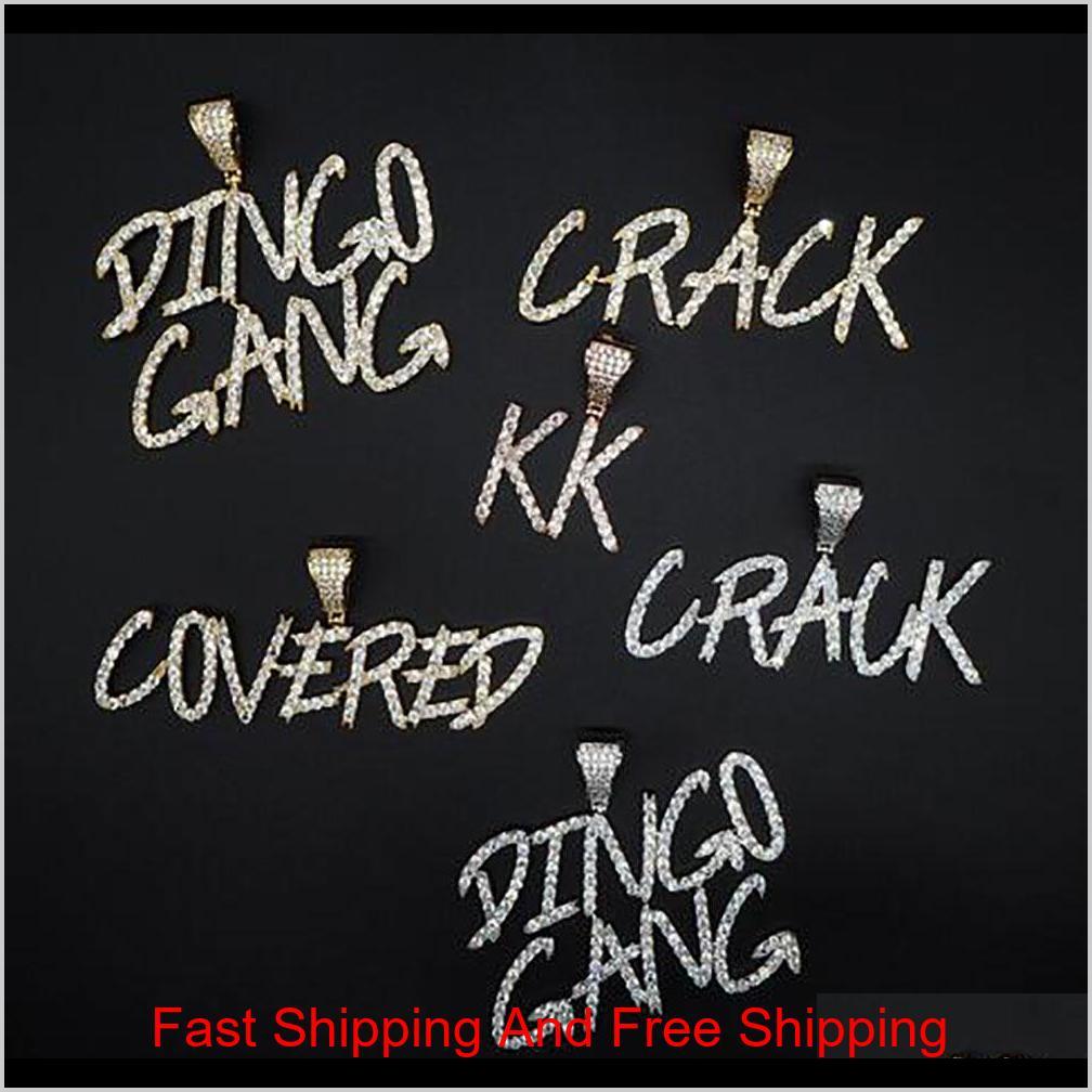 

Custom Name A- Z Cursive Letters Pendant Necklace For Men Women Gifts Cubic Zirconia Necklace Hip Hop Jewelry 0Sfbf Itvsv