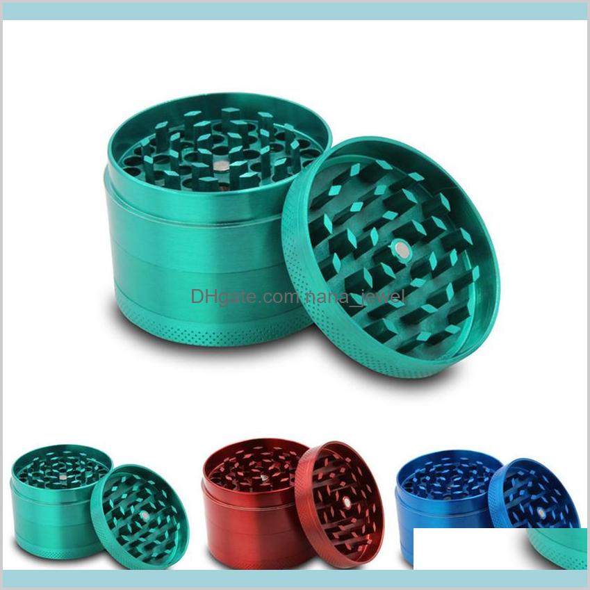 

Creative Portable Flat 4 Layer Zinc Alloy Metal Tobacco Grinder Herb Grinder 4 Colors 40Mm Hand Muller Crusher Shipping Vicfw Hdwzu