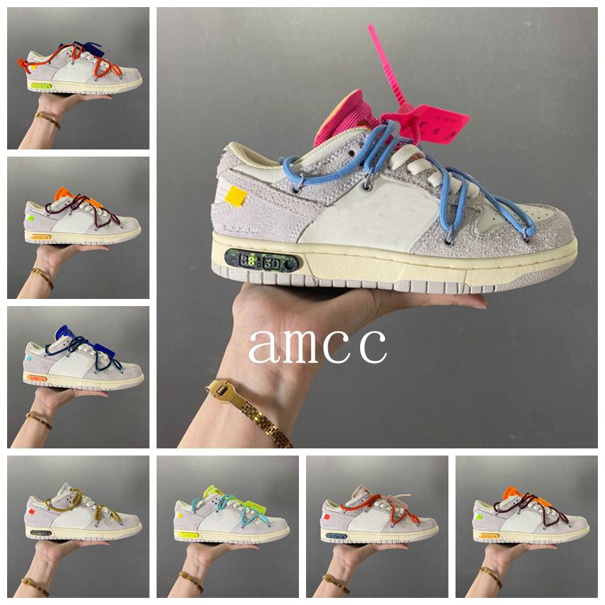 

2021 Mans Womans Bowling Shoes LOW LTHR OW OFF Young mens womens Casual Shoe White Sliver Trainer Black Purple Dear Summer Sail THE 50 Sports sb Sneakers china usa