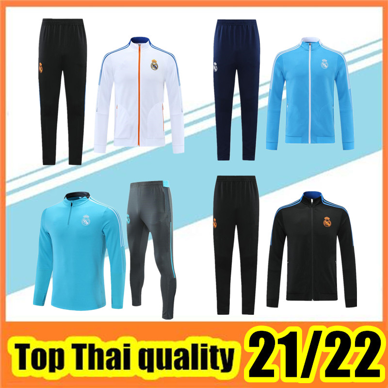 

21 22 Real Madrid Chándal de Fútbol Football Tracksuit Jacket Chandal 2021 2022 HAZARD BENZEMA MODRIC Jogging Soccer Training Suit