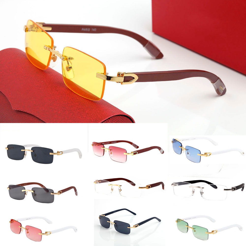 Lunettes de soleil millionnaires de mode pour femmes fabriquées en Italie Hommes sans monture en métal doré Lunettes de soleil en corne de buffle