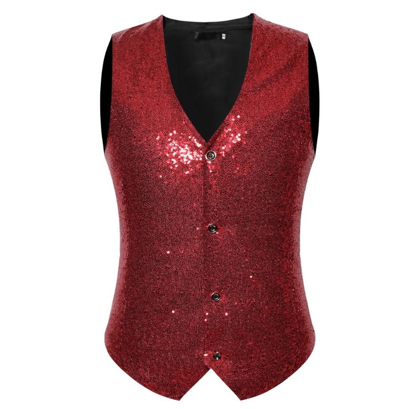 

Men' Vests KANCOOLD Business Slim Fashion Men Solid Gold Sequins Single Buttons Fit Male Suit For Spring Autumn 816, Silver