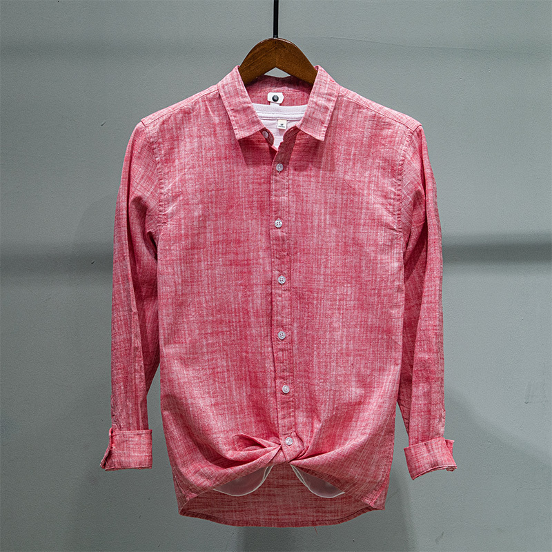 

New 2021 Spring 100% Cotton Long-sleeved Solid Casual Brand Shirts for Men Trendy Red Shirt Male Comfortable Camisa Chemis Way2, Dark gray