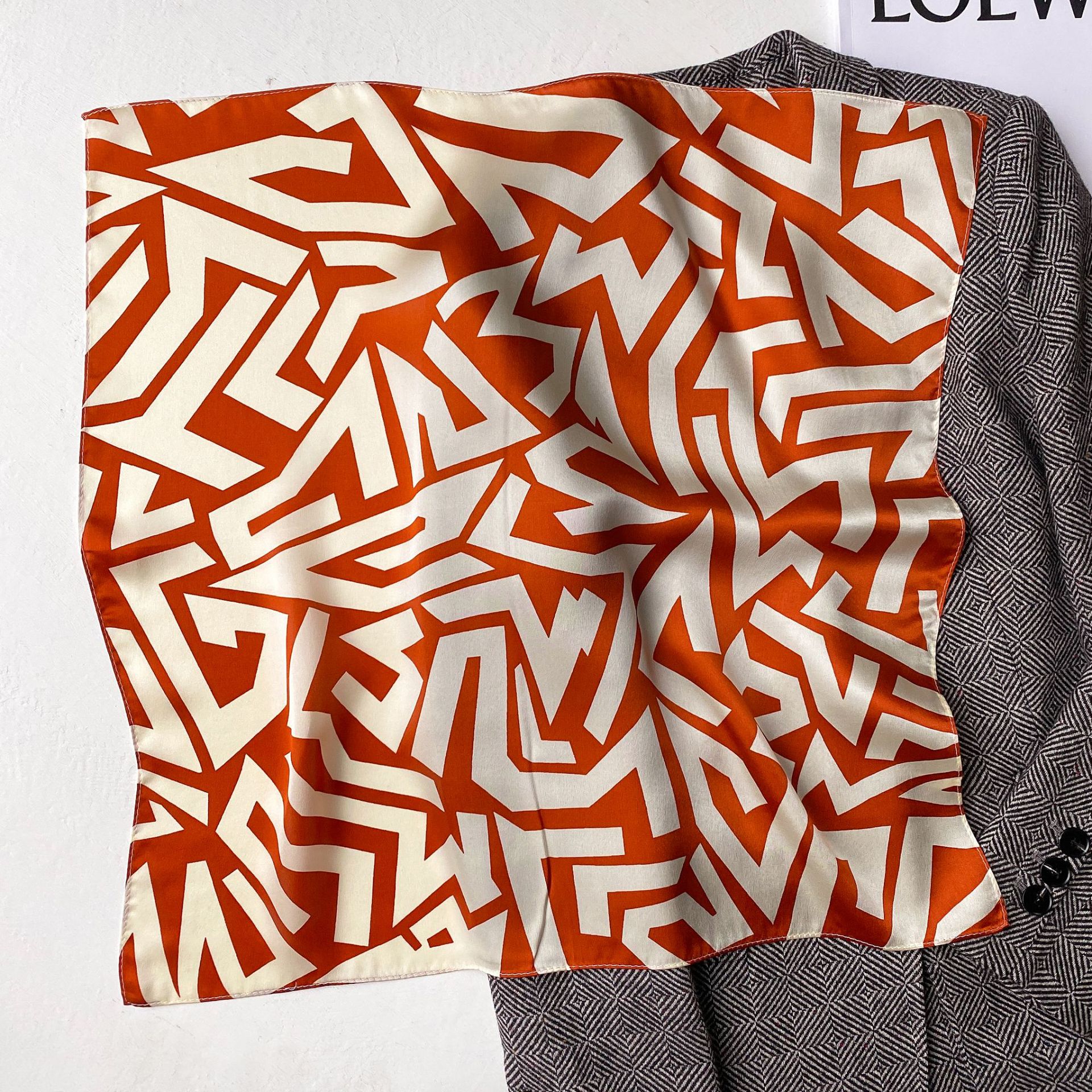 

New Silk Scarf Small Square Towel Women S Mulberry Silk Zebra Striped Minimalist Small Silk Scarf Shawl Hair Band Tied Gro-Bag No. 5