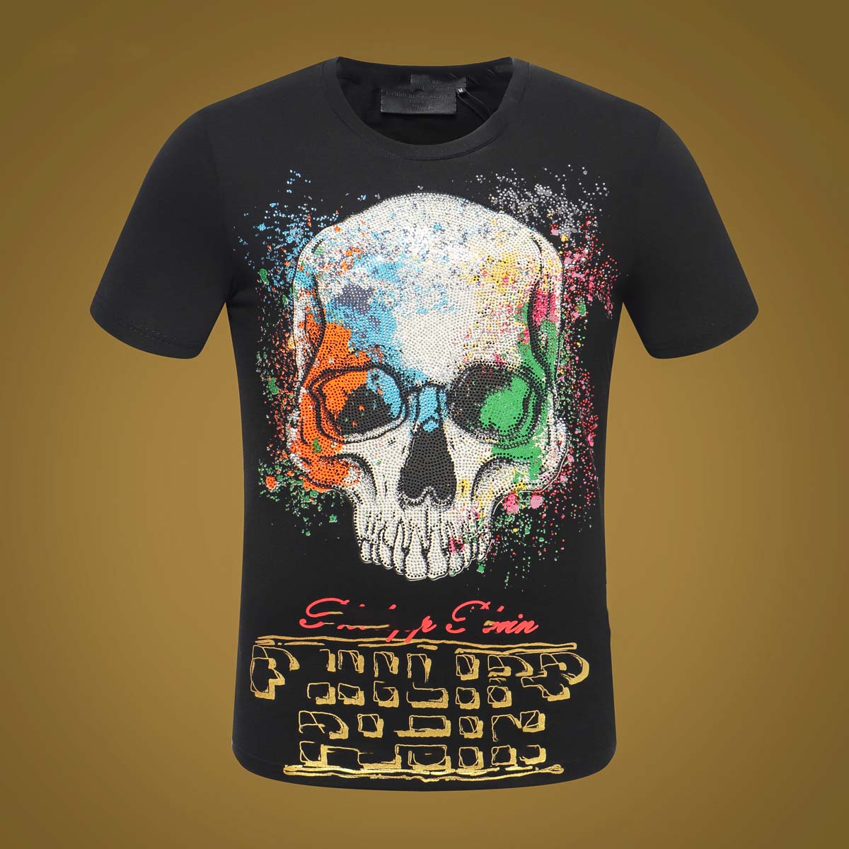 

Summer Short Sleeve T-Shirt #3021 Hip Hop Fashion Men O-neck Fitness Casual Slim Tops PP Men's Skulls Print Cotton Streetwear T-shirt 025, White;black