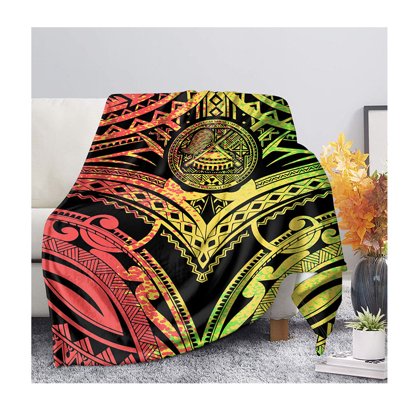 Fashionable Living Room Sofa Blanket Polynesian Tribal Design Printed Customized Large size Sofa/Car/Bed/Pet-image-712110440