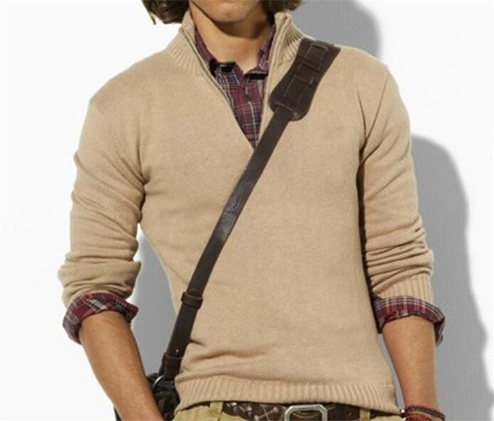 

new High Quality Winter Spring Men's polo small horse Stand Collar Zipper Thicken Sweater Knitwear Men's Button Flower Sweater Fashion Sweater Jacket size S