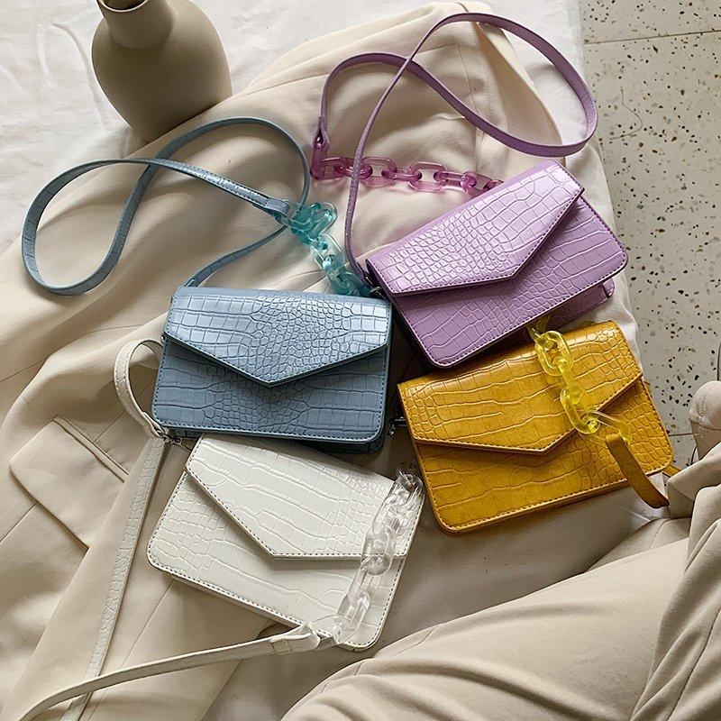 

2021 Fashion Luxury Women Shoulder Bag Lady Casual Purple Crocodile Messenger Handbag Female Solid Leather Prom Crossbody Bags, Blue