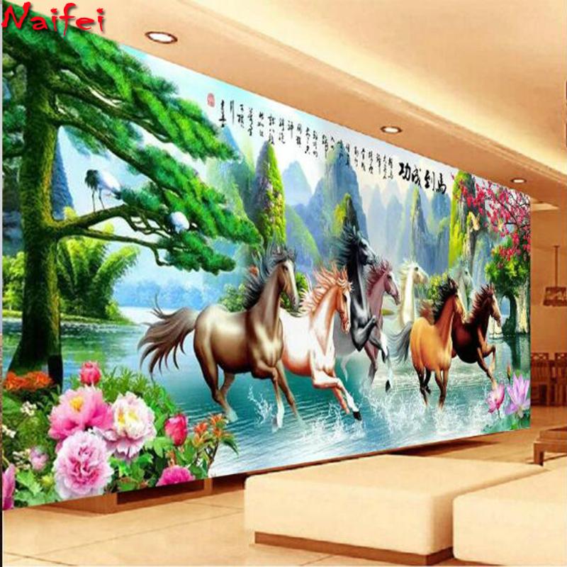

Diamond Painting Art DIY Sets Full Embroidery Kits,Big Size Running Horse Pattern Mosaic Gift Wall Home Decor