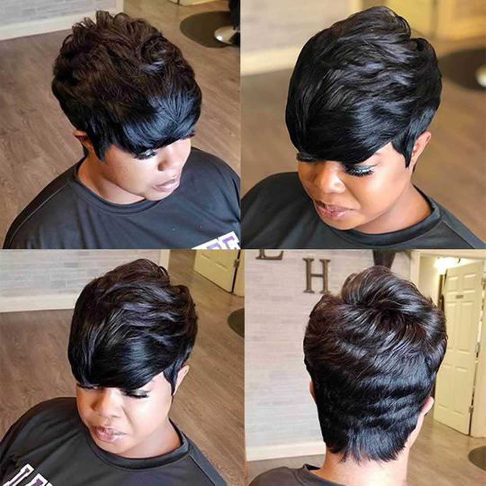 

Hair Lace Wigs Pixie Wig Fashion Women's Short Curly Hair Chemical Fiber Headgear, Black