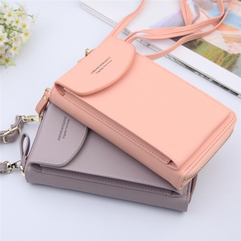 

Diaper Bags 2021 Women Wallet Solid Color Leather Shoulder Straps Bag Mobile Phone Big Card Holders Handbag Pockets Girls1