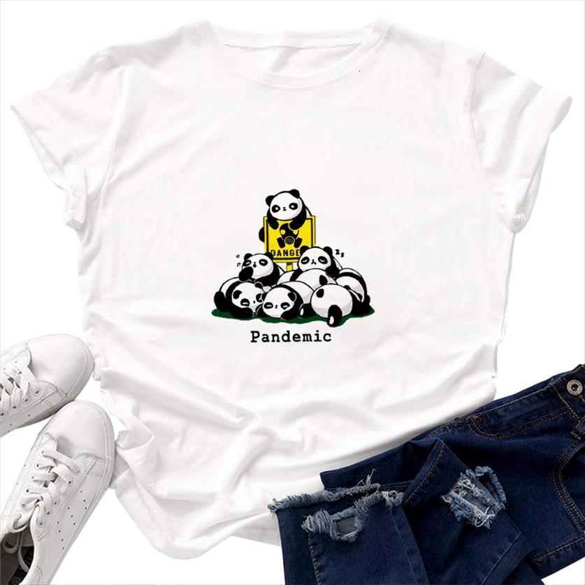 

harajuku panda print graphic womens t shirt short sleeve tee, White