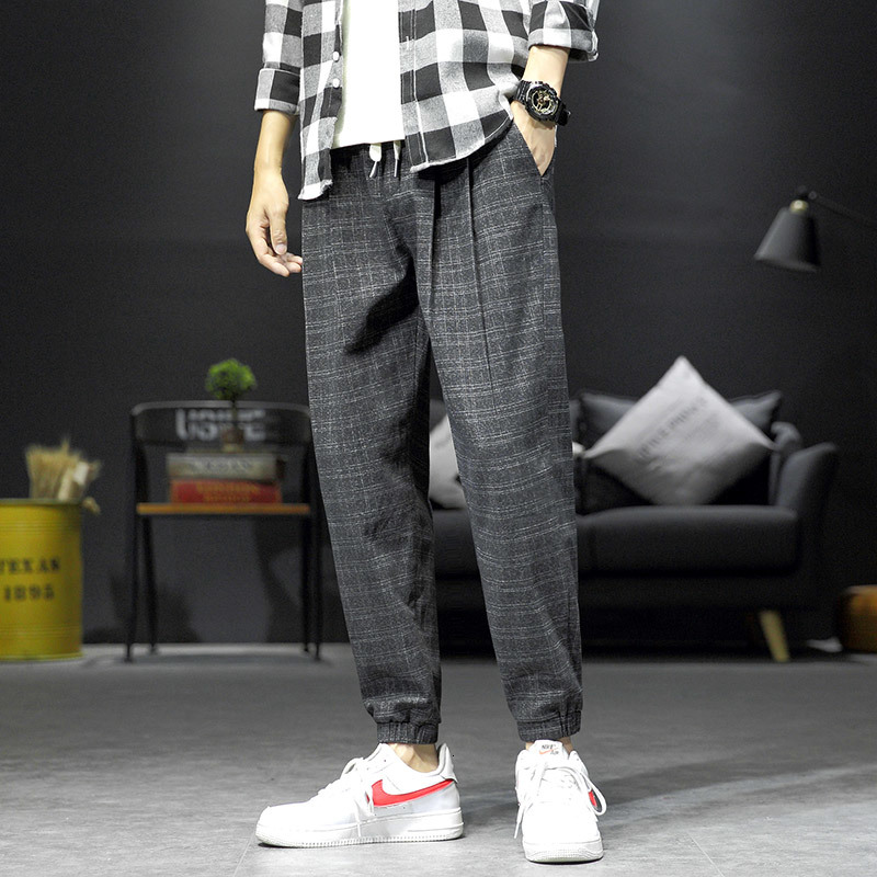 

2021 Brand Sweatpants Mens Clothing Joggers Cargo Harajuku Pants Plus Size Casual Fashion New Loose Korea Trousers Plaid Clothes Vmw1, Black