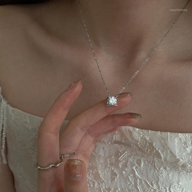 

Chains Women Jewelry Zircon Pendant Necklace 2021 Design Selling One Layer Chain For Party Gifts