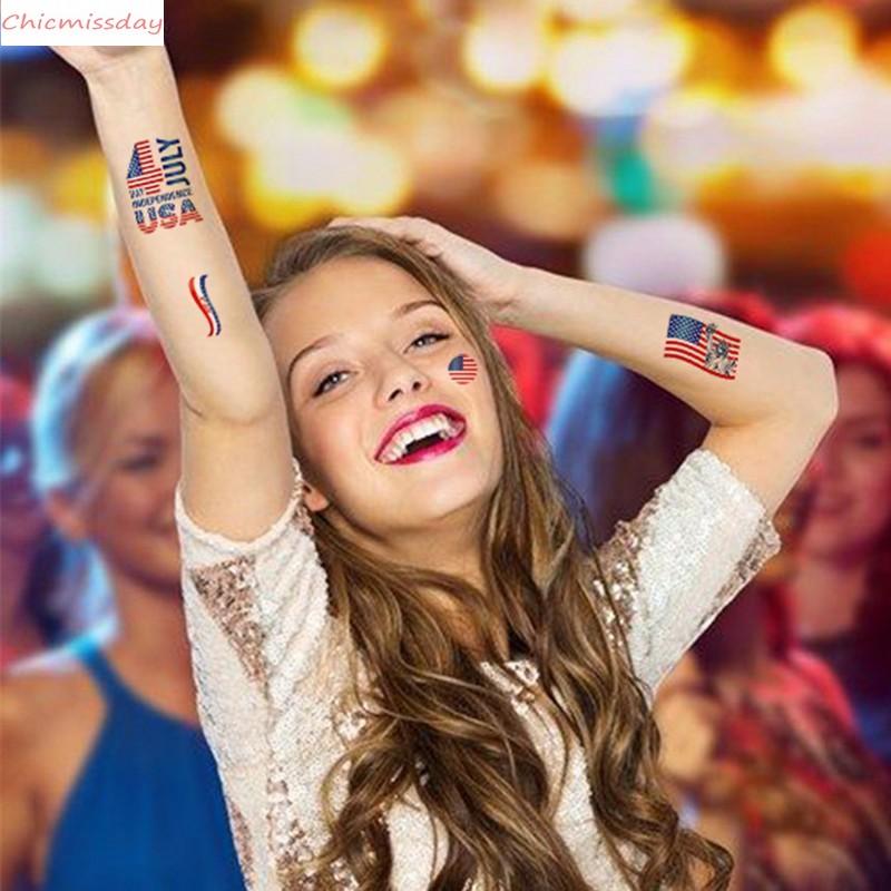 

American Independence Day Flag Tattoo Sticker Temporary Face Arm Body Makeup Stickers 4th of July Patriotic Tattoo Stickers