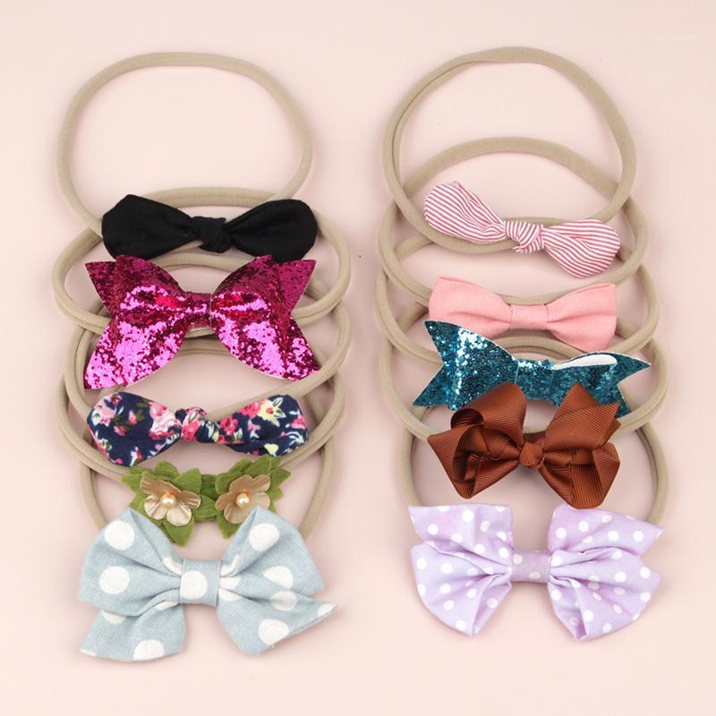 

10pcs/set Sequin Baby Girl Headbands Bow Shiny Baby Hair Bands For Newborn Girls Nylon Headbands Printed Flower Knot1