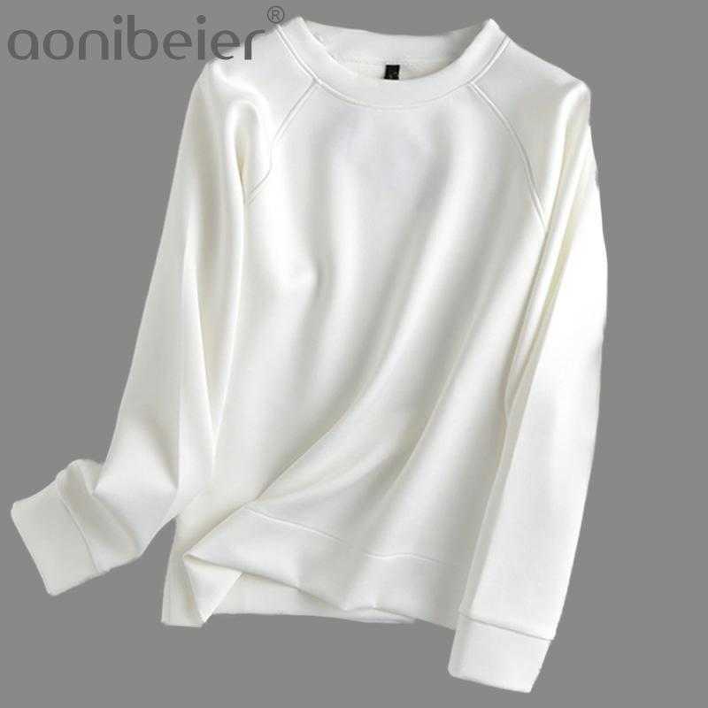 

Women White Sweatshirts Oversize Long Sleeve O Neck Loose Pullovers Female Tops 6D90 210604