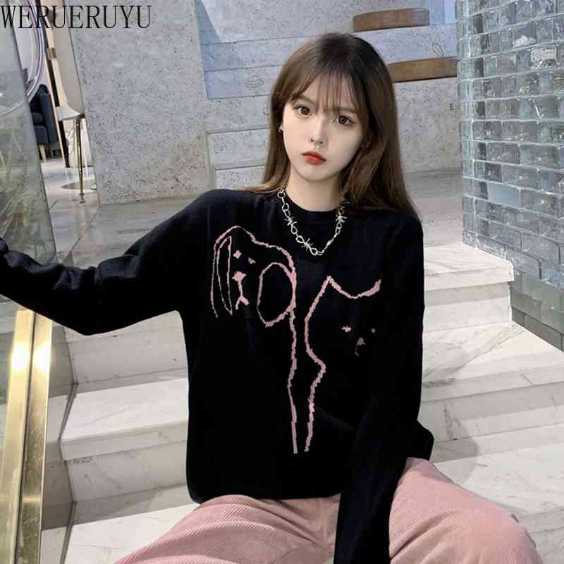 

WERUERUYU Knitted Sweater Women O neck Autumn Winter Woman Sweaters Long Sleeve Pullover Ladies 210608, Photo color