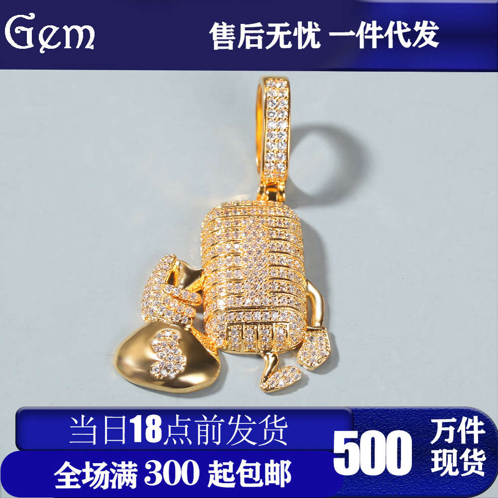 

Bronze inlaid zircon Harajuku punk Necklace Pendant Japanese samurai golden lion head collection