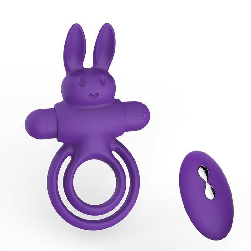 

Silicone Dual Vibrating Cock Ring Dick Penis Ring Cockring Adult Sex Toy Rabbit Ear Delay Ejaculation Penis Vibrator for couple 210408